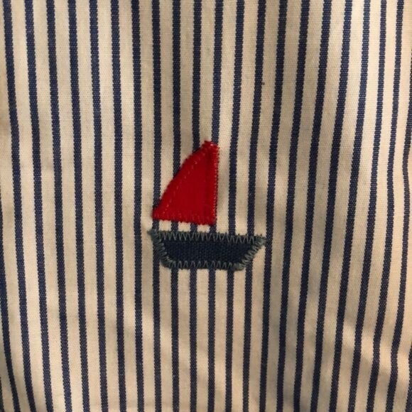 Funtasia! too Sailor Button Down Dress with Blue & White Stripes and Cuffed Slee - Picture 5 of 5